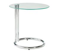 Table d'appoint Ylivieska verre trempé 46 x 45 cm transparent chrome