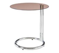 Table d'appoint Ylivieska verre trempé 46 x 45 cm verre ambré chrome