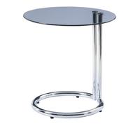 Table d'appoint Ylivieska verre trempé 46 x 45 cm verre fumé chrome