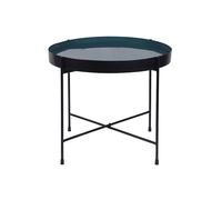 Table d'apppoint ronde avec plateau réversible bleu canard d51 cm sateen