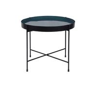 Table d'apppoint ronde avec plateau réversible bleu canard / noir D51 cm SATEEN