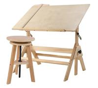 Table d'architecte inclinable en bois massif 60 x 90 cm avec plan de travail réglable en hauteur pour architectes et techniciens