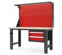 Établi avec Panneau perforé pour Outils 2 tiroirs Prise de Courant Métal Plateau en MDF Capacité de Charge jusqu'à 600 kg Revêtement par Poudre 170 cm x 150 cm x 75 cm (Anthracite-Rouge)