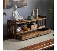 Table d'autel à 3 étages avec tiroir - Table de sanctuaire en bambou naturel pour méditation spirituelle - Table de prière de style oriental - Armoire de rangement pour le salon