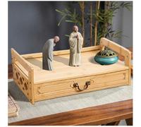 Table d'autel à 3 étages avec tiroir - Table de sanctuaire en bambou naturel pour méditation spirituelle - Table de prière de style oriental - Armoire de rangement pour le salon