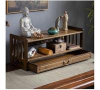 Table d'autel à 3 étages avec tiroir - Table de sanctuaire en bambou naturel pour méditation spirituelle - Table de prière de style oriental - Armoire de rangement pour le salon