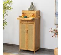 Table d'autel Bouddha - Multifonctionnelle - Pour activités spirituelles - Routeur WiFi en rotin - Décoration d'intérieur pour salon et chambre à coucher