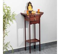 Table d'autel bouddhiste avec rangement extractible et tiroir, table de méditation en bambou pour prière et rituels spirituels, 50 x 100 cm