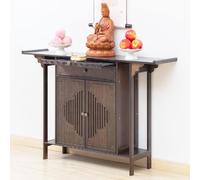 Table d'autel bouddhiste en bambou avec rangement, table de méditation simple et table d'offrande pour un usage domestique