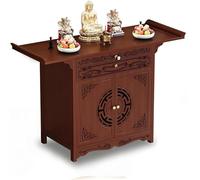 Table d'autel Bouddhiste en Bambou pour la Maison, avec Espace de Rangement, Base d'armoire de Style Chinois, adaptée pour Offrir de l'encens, des Bougies et des prières 31.5 inches