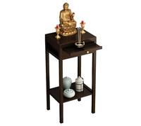 Table D'autel Bouddhiste en Bois Massif avec Plateau Télescopique, Table D'Autel de MéDitation pour La Méditation à Domicile et L'exposition de Statues de Bouddha(50x30x101cm/20x12x40in)