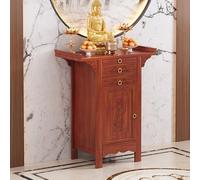 Table d'autel Bouddhiste en Bois Massif avec Rangement, sanctuaire de Style Chinois rétro et Sculpture de Nuage de Bon augure (68 cm/26,8 Pouces)