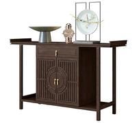 Table D'autel Bouddhiste pour la Spiritualité Meuble D'autel en Bambous avec Espace de Rangement Bouddhiste Meuble pour Maison, Temple, Sanctuaire Ancestral(Brown,120x40x83cm)