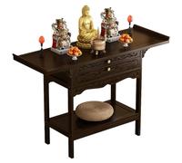 Table D'autel Bouddhiste Traditionnelle, Table D'Autel de MéDitation avec Tiroir de Rangement et Étagère Inférieure, Armoire D'Autel pour La Méditation et La Maison(Brown,120x33x100cm/47x13x39in)