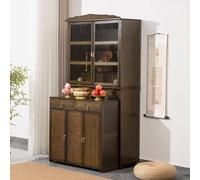 Table d'autel chinois avec rangement et roulettes, table d'appoint de méditation en bambou, armoire de sanctuaire de Bouddha pour la maison, table de niche portable (100 x 36 x 186 cm)