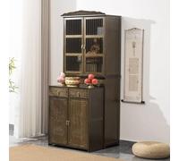 Table d'autel chinois avec rangement et roulettes, table d'appoint de méditation en bambou, armoire de sanctuaire de Bouddha pour la maison, table de niche portable (80 x 36 x 186 cm)