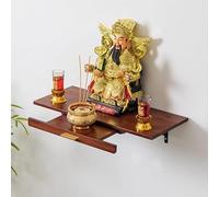 Table d'autel chinoise murale pour statues de Bouddha - Niche Pooja en bambou pour prière, encens et hommage au Guan Gong - Parfaite pour la décoration de temple de la maison