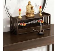 Table D'autel De Bureau Personnelle,Table Bouddhiste Avec Tiroir Pour Usage Domestique,Support Pour Statue De Bouddha, Étagère À Double Niveau,pour La Prière Familiale(Walnut color,69x25x28cm)