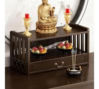 Table D'autel De Bureau Personnelle,Table Bouddhiste Avec Tiroir Pour Usage Domestique,Support Pour Statue De Bouddha, Étagère À Double Niveau,pour La Prière Familiale(Walnut color,52x25x28cm)