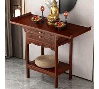 Table d'autel de méditation avec espace de rangement, armoire de bouddha chinoise pour prier, support de sanctuaire personnel pour la relaxation, table bouddhiste rouge