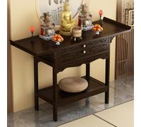 Table d'autel de méditation avec espace de rangement, armoire de bouddha chinoise pour prier, support de sanctuaire personnel pour la relaxation, table bouddhiste rouge
