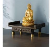 Table d'autel de méditation avec rangement, armoire Puja et plateau coulissant, support de sanctuaire personnel pour prières, rituels et divination (39 x 26 x 12,5 cm/15,4 x 10,2 x 4,9 pouce
