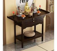 Table d'autel de méditation avec Rangement, Table de prière personnelle, étagère d'autel Bouddhiste en Bois autoportante avec tiroir, Tables d'hommage(Walnut,66 * 40cm(25.9x15.7in))