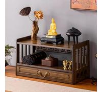 Table d'autel de méditation avec tiroir - Meubles en bambou pour pratiques spirituelles, prières et présentation de pots, plantes et livres