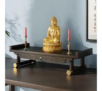 Table d'autel de méditation Bouddha en bambou - Meuble de prière compact de 66 cm/26 po pour petits espaces, idéal pour la décoration zen et la pratique de la pleine conscience, couleur marr