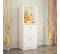 Table d'autel de méditation en bambou avec rangement - Armoire de prière bouddhiste de 80 cm, piédestal polyvalent pour la maison, le yoga, les pratiques spirituelles et la décoration zen