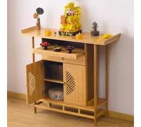 Table d'autel de méditation en bambou avec rangement, armoire de sanctuaire bouddhiste chinois pour le culte à la maison et la pratique du zen