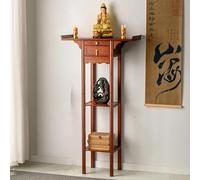 Table d'autel de méditation en bambou avec tiroir et étagères, espace de prière zen compact pour encens et offrandes, parfaite pour un usage domestique