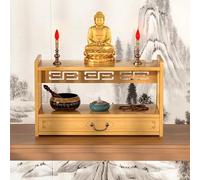 Table d'autel de méditation en bambou avec tiroir | Idéale pour les prières, la divination et le culte dans le salon | Finition naturelle, 52 cm / 20.4in