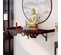 Table d'autel de méditation en bois, étagère murale de Bouddha, support de prière bouddhiste en bambou, table d'hommage d'encens
