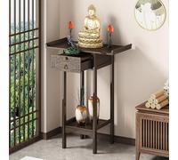 Table D'Autel De MéDitation, Table D'Autel avec Rangement, avec Tiroir Rangement, pour défunt/Bouddhiste/thé, Décoration spirituelle Orientale pour Petit Espace(70*35*100cm/28*14*39.5in)