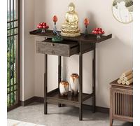 Table D'Autel De MéDitation, Table D'Autel avec Rangement, avec Tiroir Rangement, pour défunt/Bouddhiste/thé, Décoration spirituelle Orientale pour Petit Espace(120*35*100cm/47.5*14*39.5in)