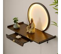 Table d'autel de Méditation, Table de méditation en Bambou pour Plateau de Table, Sanctuaire De Prière Personnelle, pour La Maison, pour la Décoration Intérieure(Brown B,40cm/15.7in)