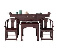 Table d'autel de méditation Zen signifie six pièces, table en bois massif de style chinois, chaise circulaire, table à huit immortels, table d'autel Guan Gong Table d'autel