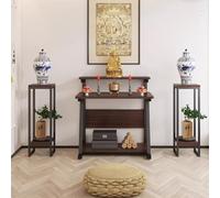 Table d'autel de sanctuaire chinois avec niche de rangement pour prière bouddhiste, plateforme pour Bouddha, table à encens, mobilier de méditation pour salons et sanctuaires (gris-noir, 80 cm/31,5 po