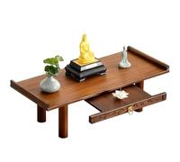 Table D'Autel de Sanctuaire Personnel en Bois, Autel Bouddhiste avec Plateau de Rangement Rétractable, Table de Méditation pour Statues de Bouddha, Porte-encens et Offrandes(80x25cm/31.5x10in)