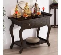 Table d'autel de sanctuaire personnelle avec espace de rangement, utilisée comme table d'autel de méditation, table sacrifice chinoise avec socle d'armoire, table d'autel de méditation en bambou, pour