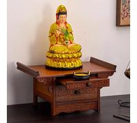 Table d'autel de sanctuaire, Table d'autel Chinoise, Tables de méditation en Bambou, Bouddha Personnel avec Rangement, Porte-encens Bouddhiste de prière, Tables d'hommage (Marron,