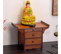 Table d'autel de sanctuaire, Table d'autel Chinoise, Tables de méditation en Bambou, Bouddha Personnel avec Rangement, Porte-encens Bouddhiste de prière, Tables d'hommage (Marron,
