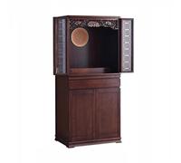 Table d'autel du sanctuaire Armoire de sanctuaire Bouddha à linteau porte sculpté, avec armoire d'hommage encens en bois rétroéclairée