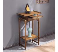 Table d'autel en bambou avec plateau de rangement extractible et tiroir pour salon, sanctuaire, temple, 100 cm