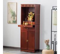 Table d'autel en bambou avec porte d'armoire - Table de méditation pour salon, banc de prière chinois, armoire Pooja polyvalente pour les pratiques spirituelles
