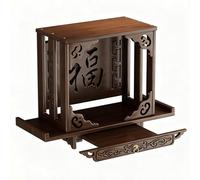 Table D'autel en Bambou avec Rangement, Étagère De Bureau/Murale pour Sanctuaire Bouddhiste pour Prières Et Pujas, Niche,offrandes, Méditation(Wall-mountable,66CM/26IN)