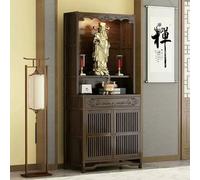 Table d'autel en bambou avec rangement - Meuble de niche de Bouddha chinois pour salon et petits espaces - Autel bouddhiste idéal pour la pratique spirituelle