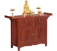 Table d'autel en bambou avec rangement, support personnel pour sanctuaire, table de méditation pour le salon, armoire bouddhiste chinoise