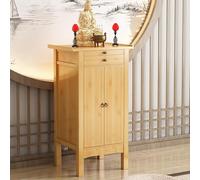 Table d'autel en bambou pour prières et rituels, design compact avec portes et tiroirs, armoire sanctuaire en bois naturel pour petits espaces, 45 x 100 cm